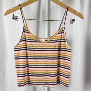 Colsie Large Striped 90's V Neck Crop Top Tank Top Summer Retro